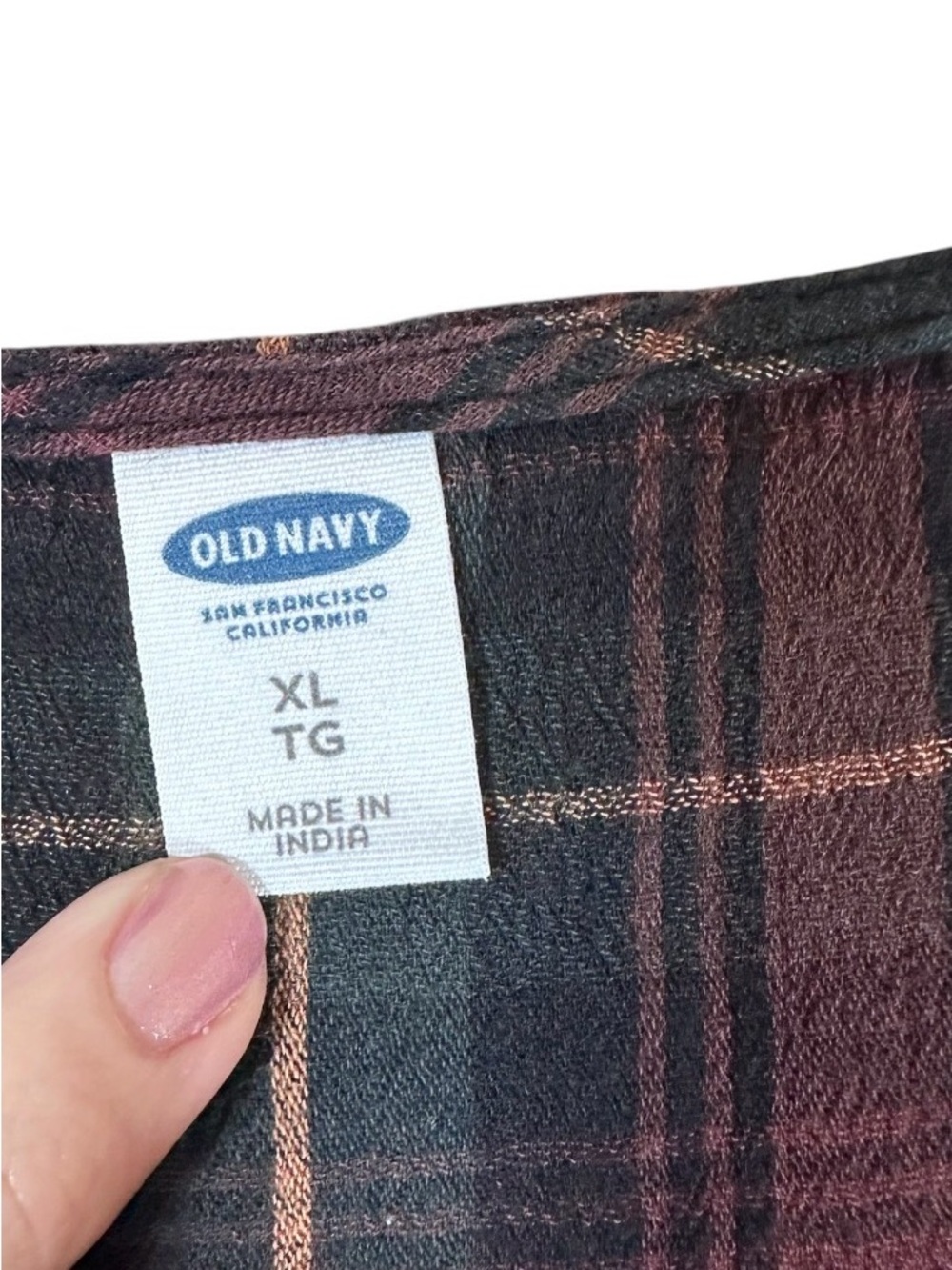 Old Navy Y2K cotton plaid brown babydoll long sleeve shirt top blouse women’s XL - Picture 4 of 6